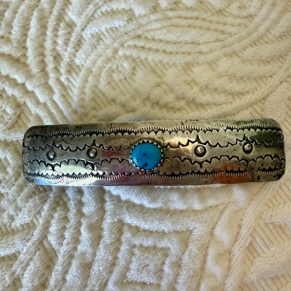 Vintage Silver and Turquoise 3” Hair Barrette - Picture 4 of 12